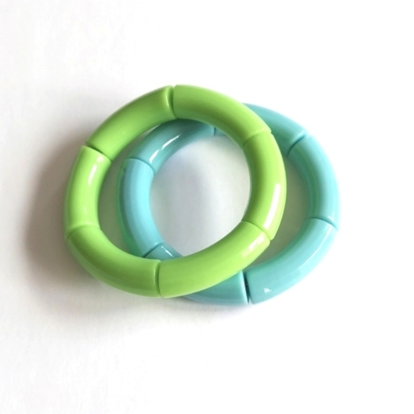 Tube Bamboo Bangle Bracelet - Lime Green - Picture 2 of 7